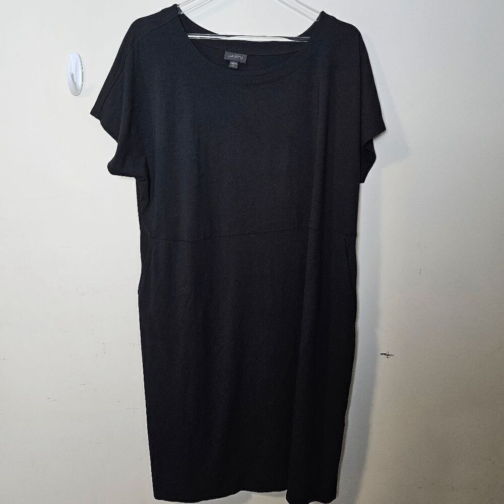 J. Jill Wearever Collection Short Sleeve Shift Stretch Dress Womens Black Size X